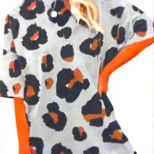 Gray Short Sleeved Top with animal print